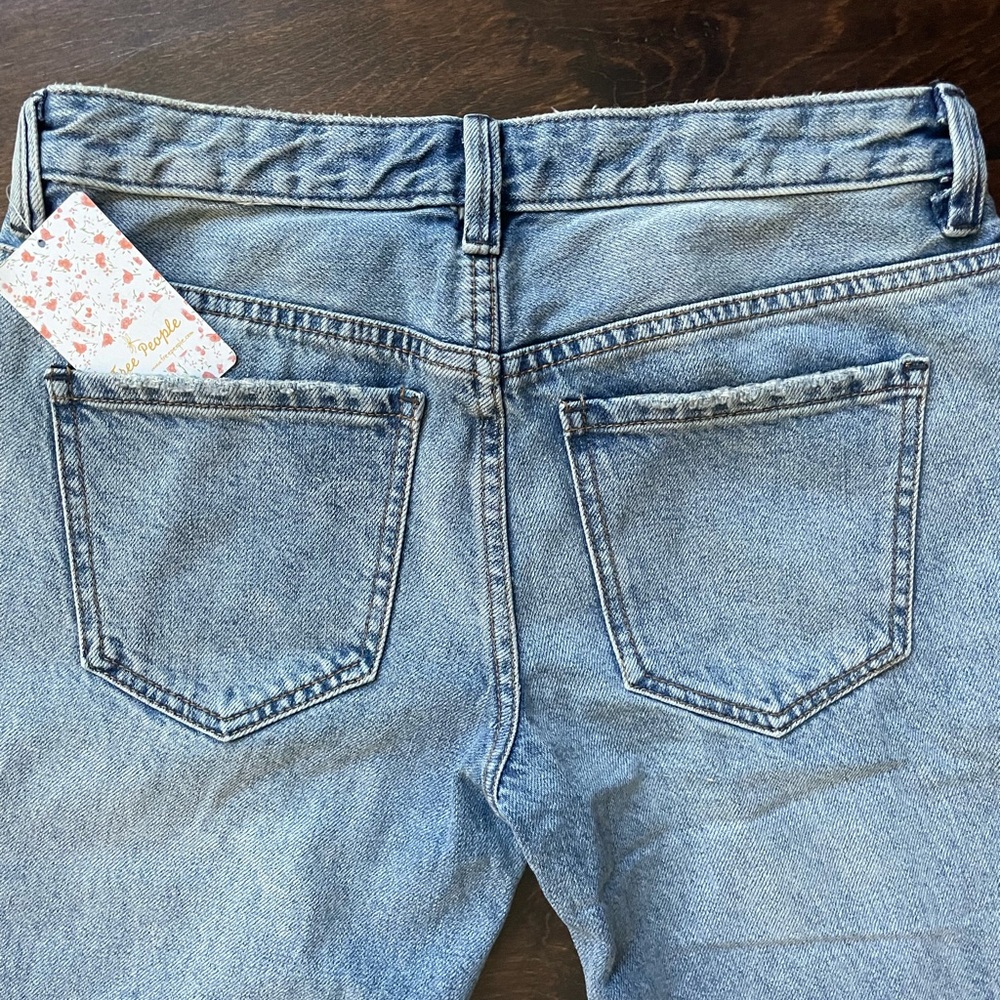 Free People Wide Leg Fringe Hem Jeans - Picture 5 of 8
